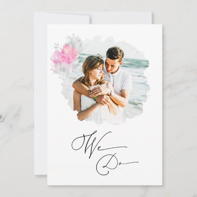 Invitación ~* Flower Pareja FOTO RSVP + QR AR6 Boda Inv (Anverso)