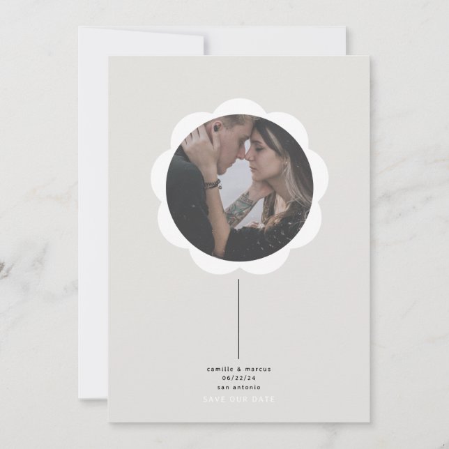 Invitación Flower Photo Frame Save the Date card (Anverso)