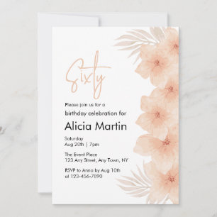 Invitación Flower Rubor Dusty Brown Palm Leaf Cumpleaños