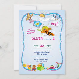 Invitación Flowered Theme invitaion. Kids party.