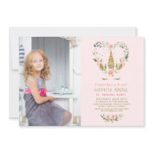 Flowers de Rubor Rosado Gold Unicorn Foto Cumpleañ