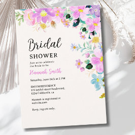 Invitación Flowers in pink tones boho summer Bridal Shower