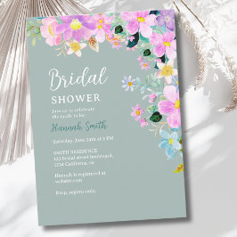 Invitación Flowers in pink tones boho summer Bridal Shower