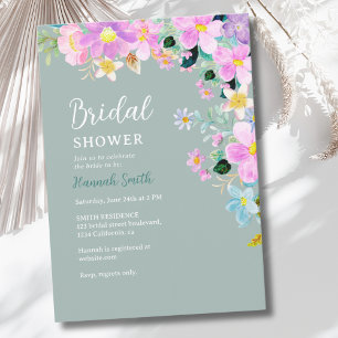 Invitación Flowers in pink tones boho summer Bridal Shower