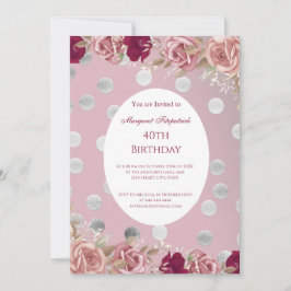 Invitación Flowers Red Pink White Roses Partido de Cumpleaños