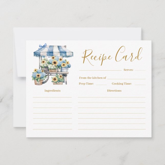 Invitación Flower's Shop Bridal Shower Recipe Card (Anverso)