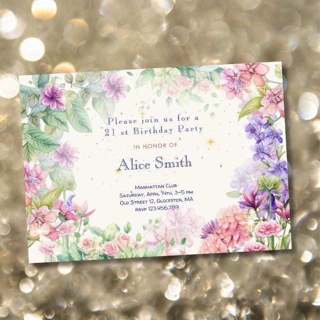 Invitación Flowgarden acuarela cumpleaños (Subido por el creador)
