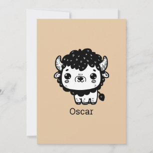 Invitación Fluffy Bison Baby - Kawaii Farm Animal Art