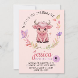 Invitación Fluffy Pink Highlands Scottish Cow