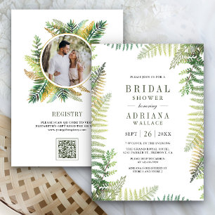 Invitación Flush Green Fermes Photo QR Code Bridal Shower