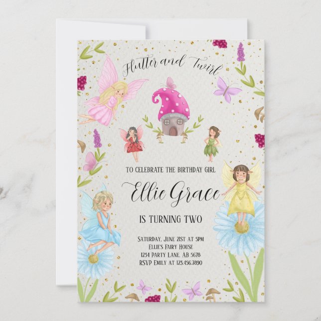 Invitación Flutter and Twirl Fairy (Anverso)