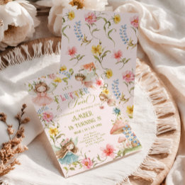 Invitación Flutter and Twirl Fairy Any Age Princess Birthday