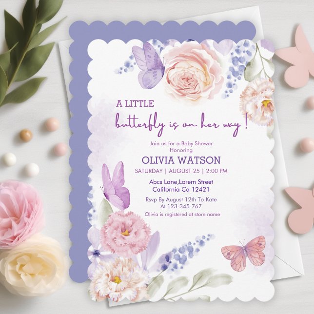 Invitación Flutter of love pastel Butterfly Chica Baby Shower (Subido por el creador)