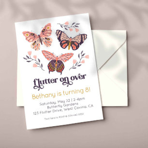 Invitación Flutter On Over Butterfly Birday Invitation