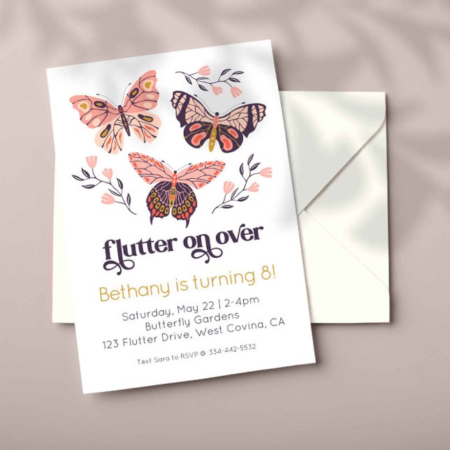 Invitación Flutter On Over Butterfly Birday Invitation (Subido por el creador)