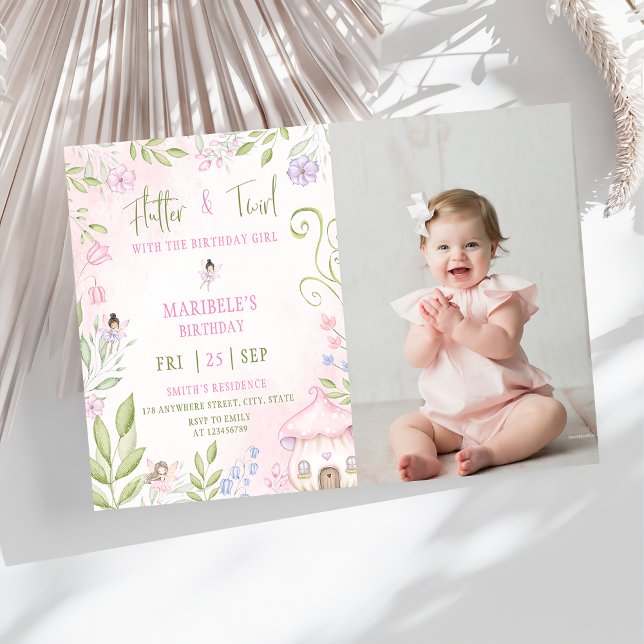Invitación Flutter y Twirl Chica de cumpleaños (Subido por el creador)