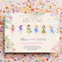 Flutter y twirt Fairy garden watercolor cumpleaños