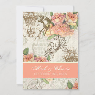 Invitación Flutterbyes 'n Rosas Elegante Boda