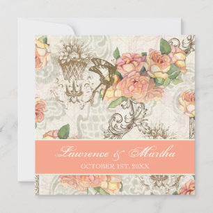 Invitación Flutterbyes 'n Rosas Elegante Boda
