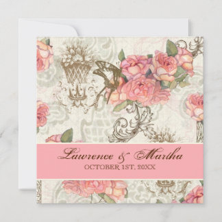 Invitación Flutterbyes 'n Rosas Elegante Boda - Rosa