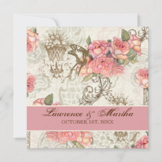 Invitación Flutterbyes 'n Rosas Elegante Boda - Rosa