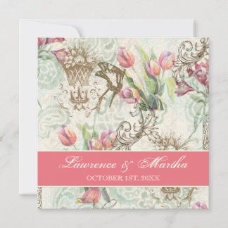 Invitación Flutterbyes 'n Tulips Elegant Wedding