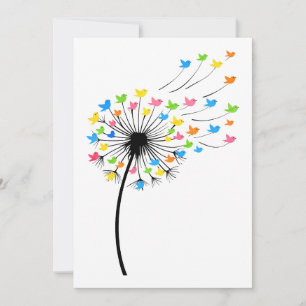 Invitación Fluyen aves coloridas como diente de león