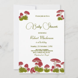 Invitación Fly Mushrooms Goblincore Green Baby Shower