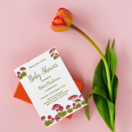 Invitación Fly Mushrooms Goblincore Green Baby Shower