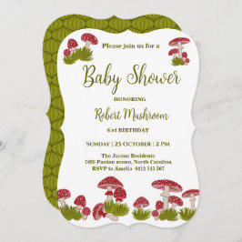 Invitación Fly Mushrooms Goblincore Green Baby Shower Invitat