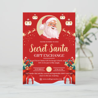 Invitación Flyer de Intercambio de Regalos de Santa Secreto I