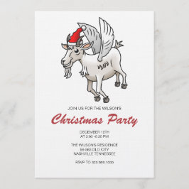 Invitación Flying Christmas Party Goat