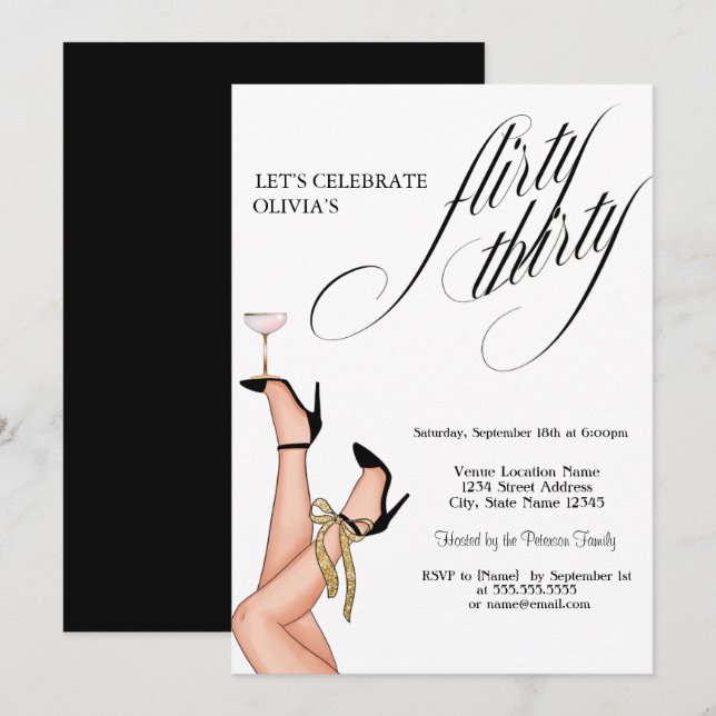 Invitación Flyrty Thirty High Heels Cocktail  30th  (Anverso / Reverso)