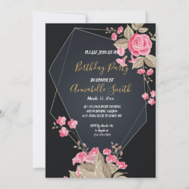 Invitación Foco de cumpleaños de marco geométrico de oro y ne