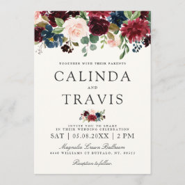 Invitación Foco el | conocido floral del ramo el | de Borgoña