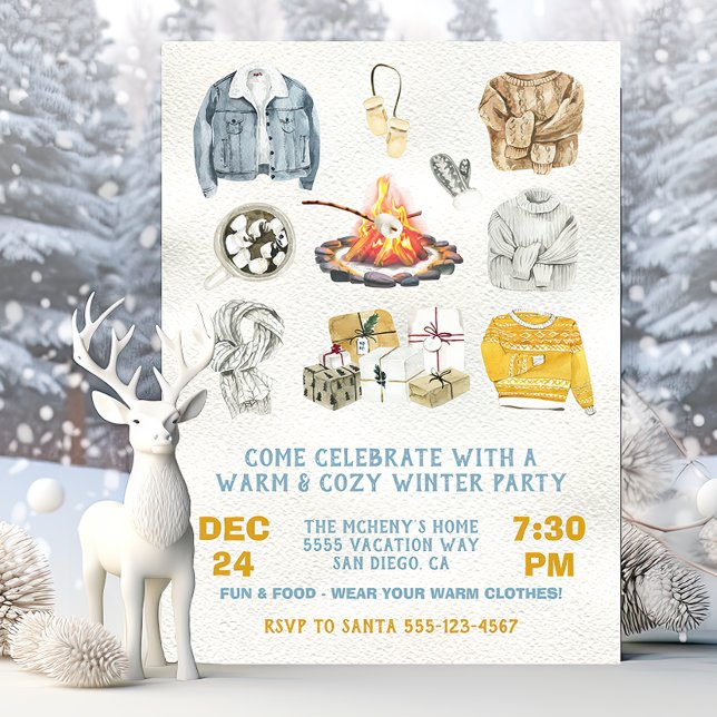 Invitación Fogata cálida y acogedora para Navidades Fiestas d (Subido por el creador)