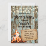 Invitación Fogata Fiesta Rústica de cuerda ligera Bar Cumplea<br><div class="desc">Rustic Barn Wood String enciende la hoguera de fuego incendiada Invitaciones a la fiesta de cumpleaños.</div>