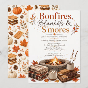 Invitación Fogatas, Mantas y S'mores