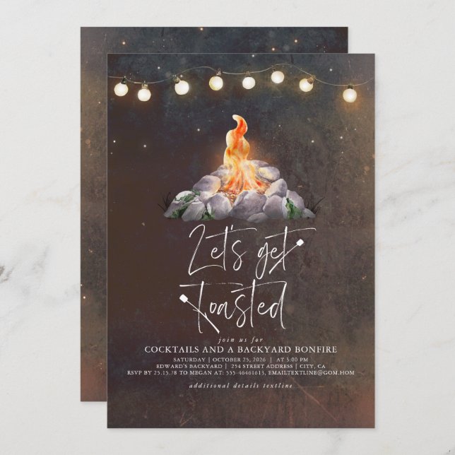 Invitación Fogueira no quintal Vamos brindar Festa moderna em (Anverso / Reverso)