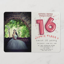 Invitación Foil Balloon Sweet Sixteen Birthday Party 