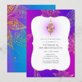 Invitación Foil de oro árabe Bollywood Damas de honor Almuerz