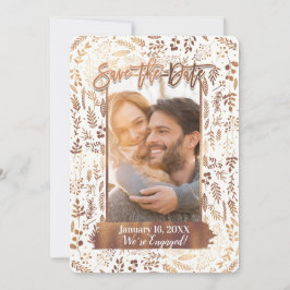Invitación Foil de oro bronce cobre moderno foto save the dat
