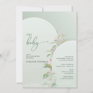 Invitación folaige verde boho floral ruidoso oh bebé