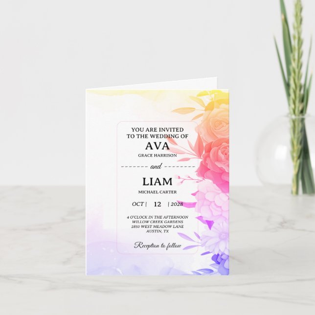 Invitación Folded Card, Modern Elegant, Editable Names (Anverso)