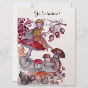Invitación FOLETA MÁGICA DE MUSHOROS, metal dorado