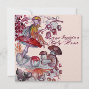 INVITACIÓN FOLETA MÁGICA DE MUSHROOMS CHICA ROSA BABY SHOWER
