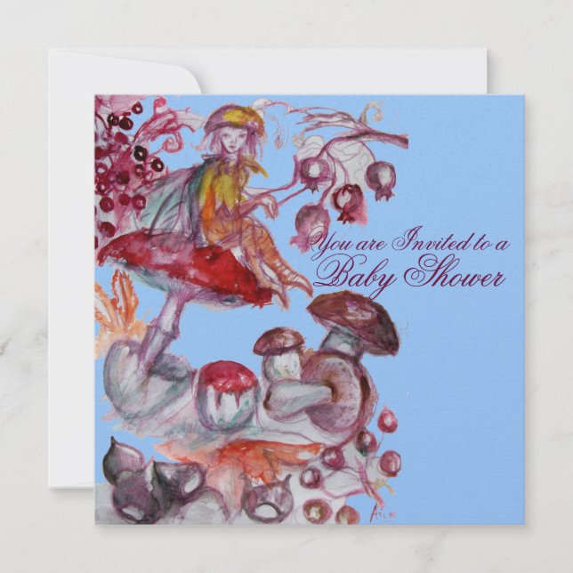 INVITACIÓN FOLETA MÁGICA DE MUSHROOMS DUCHA DE NIÑO AZUL (Anverso)