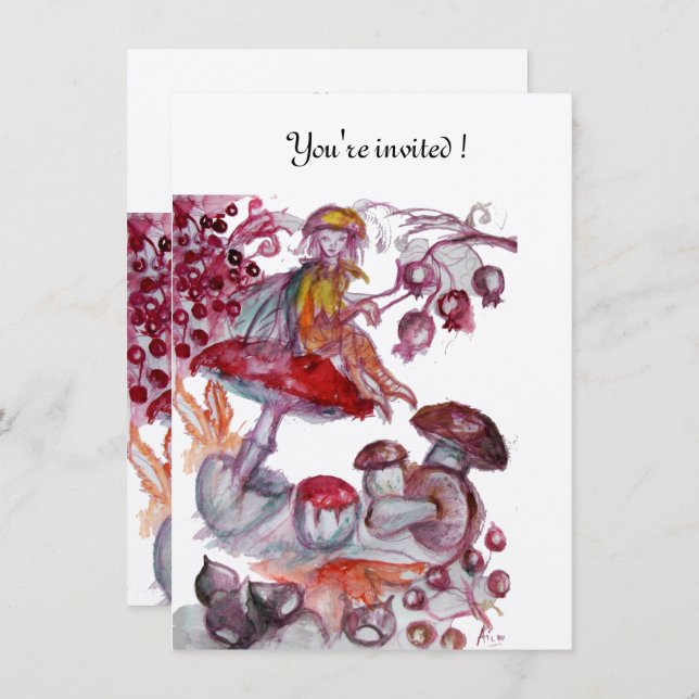 Invitación FOLETA MÁGICA DE MUSHROOMS plateado (Anverso / Reverso)