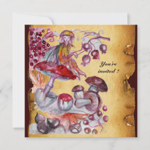 Invitación FOLETA MÁGICA DEL pergamino DE MUSHROOMS
