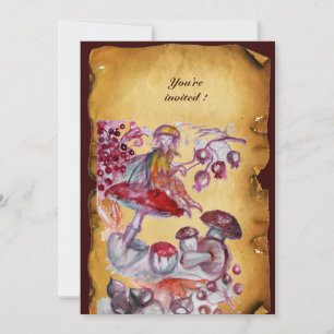 Invitación FOLETA MÁGICA DEL pergamino DE MUSHROOMS
